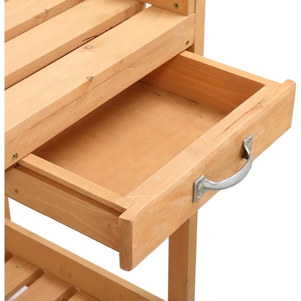 Wood Garden Potting Bench with Storage & Hooks 6