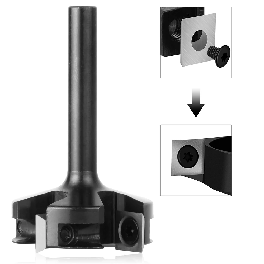 Zoll Dreanique Spoilboard Surfacing Router Hobelbit, 8 mm Schaft 40 mm Durchmesser, 4-Flügel-Hobelbit zum Abflachung von Holzplatten – Detail 10