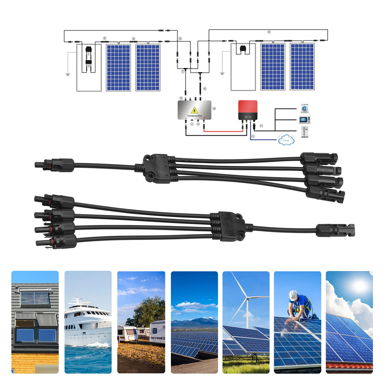 Ejoyous 1 paire Y de type mâle femelle connecteur MC4 câble d'extension de  panneau solaire adaptateur de câble PV, connecteur de panneau solaire MC4,  câble d'extension de panneau solaire 