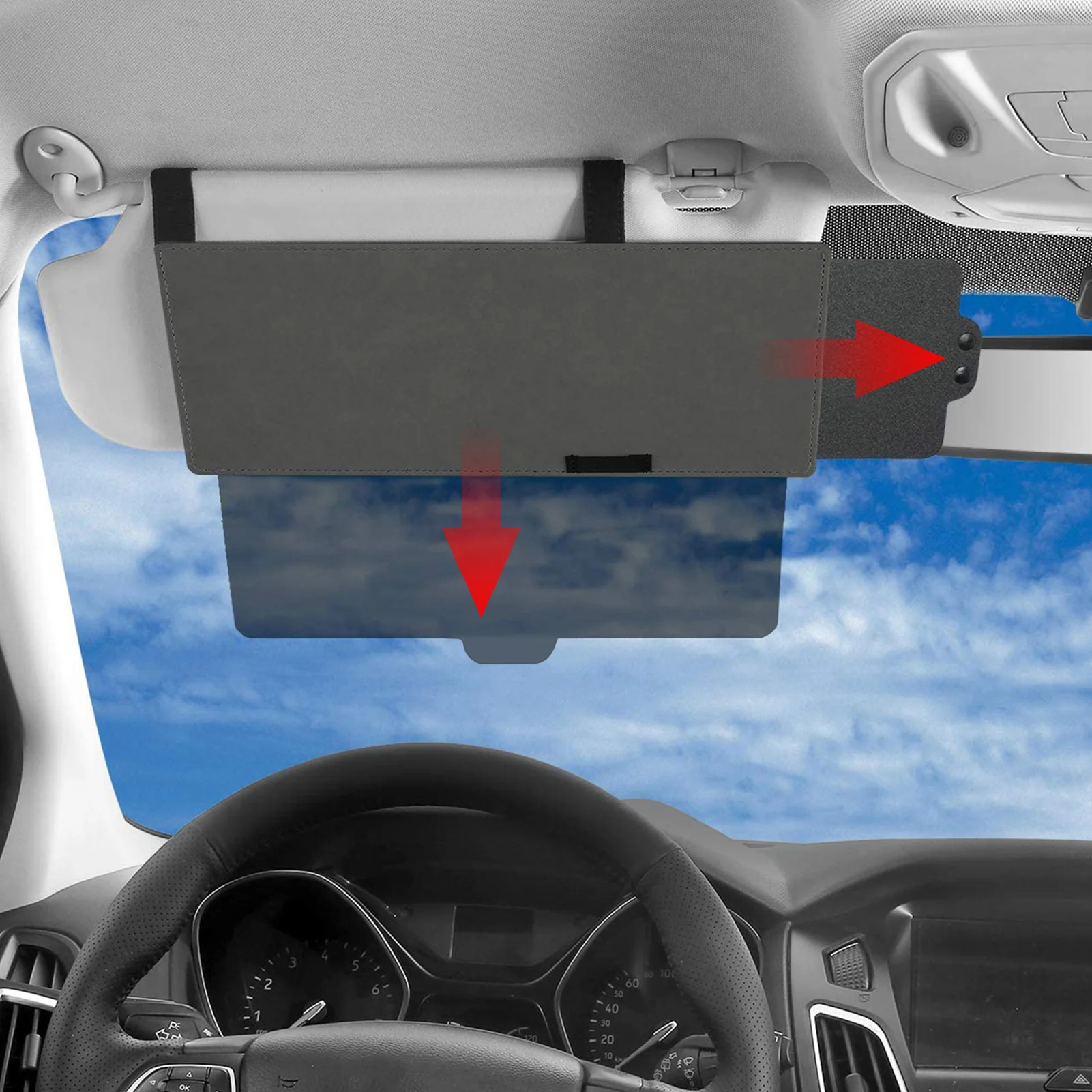 CAR SUN VISOR Extension Extender Clip on Glare Reducer Low Sun