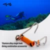 TiTo Titanium Reef Hook Scuba Diving Single Drift Hook with Telescopic Spring Rope for Diving Accessories Current Hook 1
