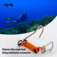 TiTo Titanium Reef Hook Scuba Diving Single Drift Hook with Telescopic Spring Rope for Diving Accessories Current Hook 1