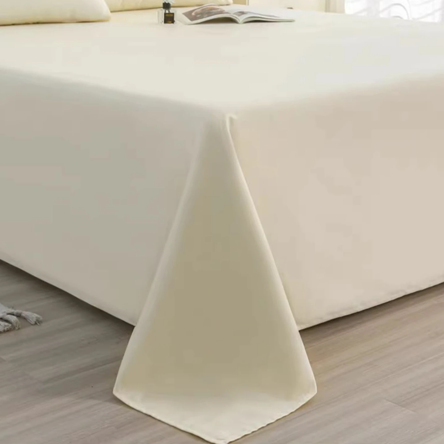 Flat Bed Sheets Thicker Solid Simple Twin Queen Full Size Durable Antibacterial Non-slip Comfortable Nordic Style Mattress Cover 4