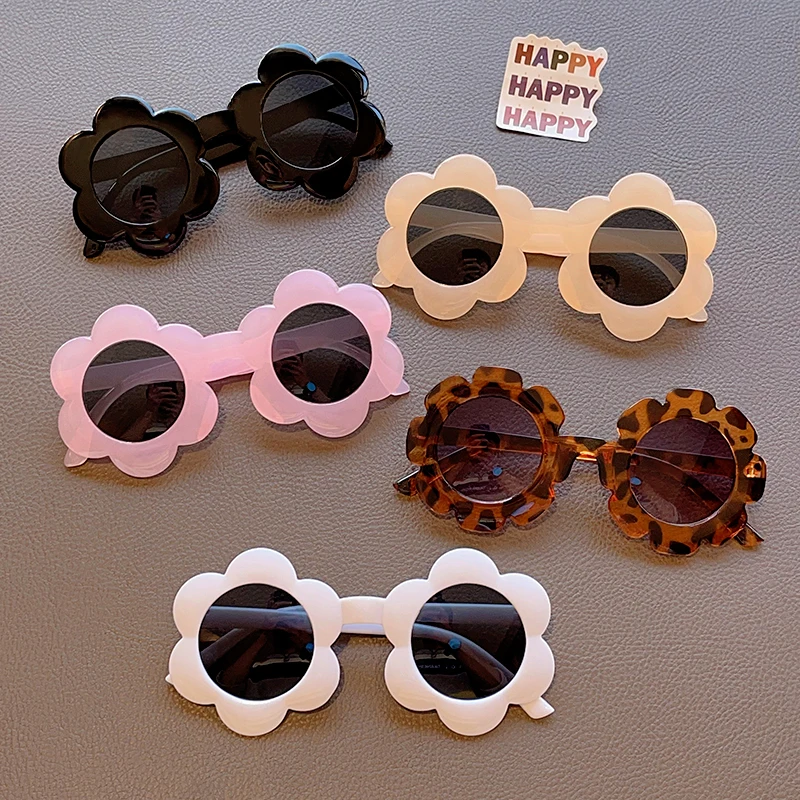 Children Fashion Sunglasses UV400 Girls Boys Round Square Sun Flowers Sunglasses Kids Sun Glasses