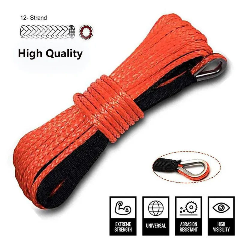 Car Outdoor Accessories Truck Boat Emergency Replacement Synthetic Winch Rope 13500lbs 26mx8mm 12 Strand String Cable ATV UTV winch rope set winch rope
