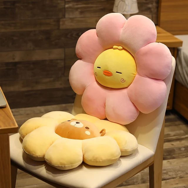 45/60/80cm Animals Flowers Combined Plushie Stuffed Cartoon Plant Pillow Bunny Pig Dino Soft Seat Cushion Props Decoration 4