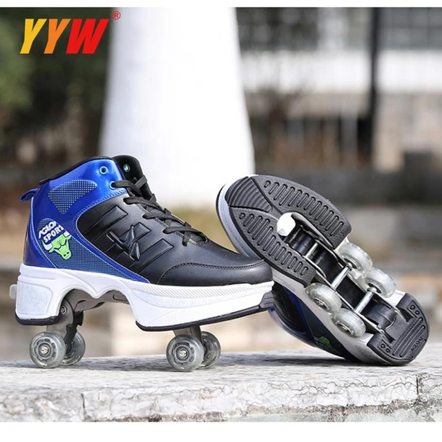 Double Wheel Roller Skate Shoes Sneakers  Deformation Roller Skate Shoes -  Shoes - Aliexpress