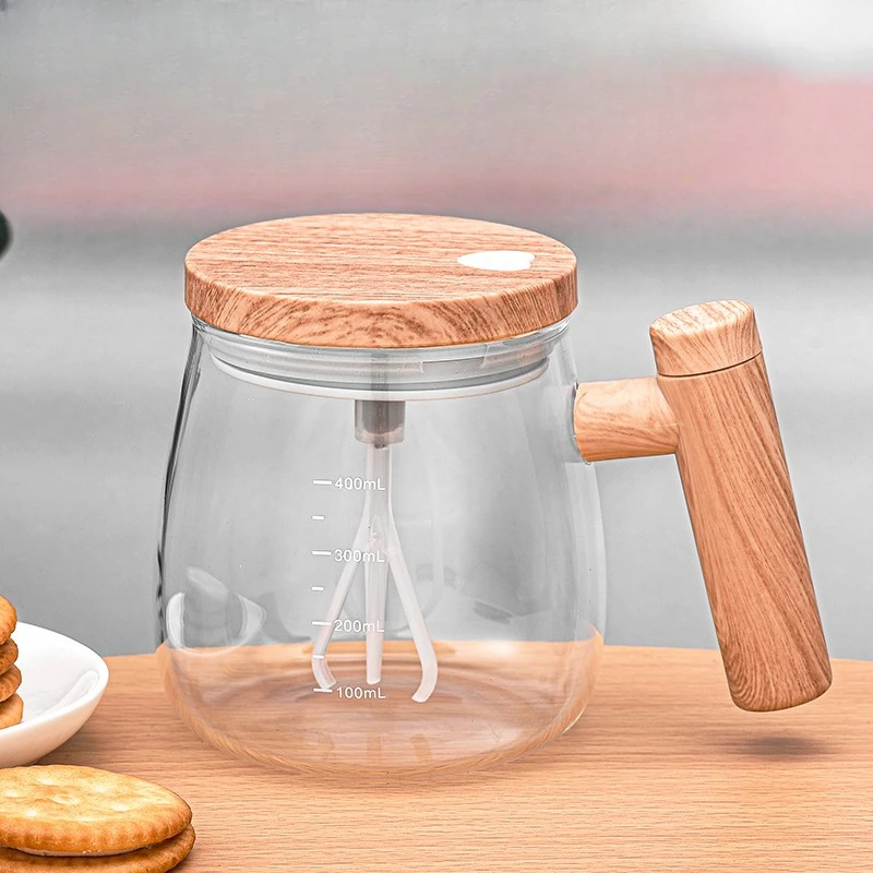 thumbnail image 1 of Taza Termo de vidrio portátil y taza mezcladora de café autoagitadora de alta velocidad, 1 Juego de taza de café eléctrica autoagitadora con tapa, 1 of 5