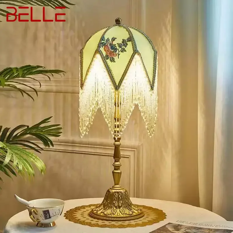 

BELLE French Table Lamp American Retro Living Room Bedroom Villa European Pastoral Creative Tassels Desk Light