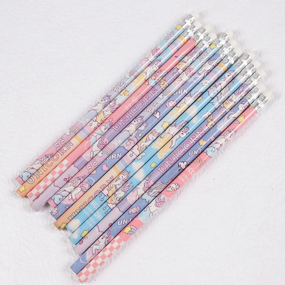 Cartoon Unicorn Mermaid Writing pencils HB Writing Painting Pencils for Kids Birthday Party Favors Stationery Gift Pinata Fillers Bag 24Pcs