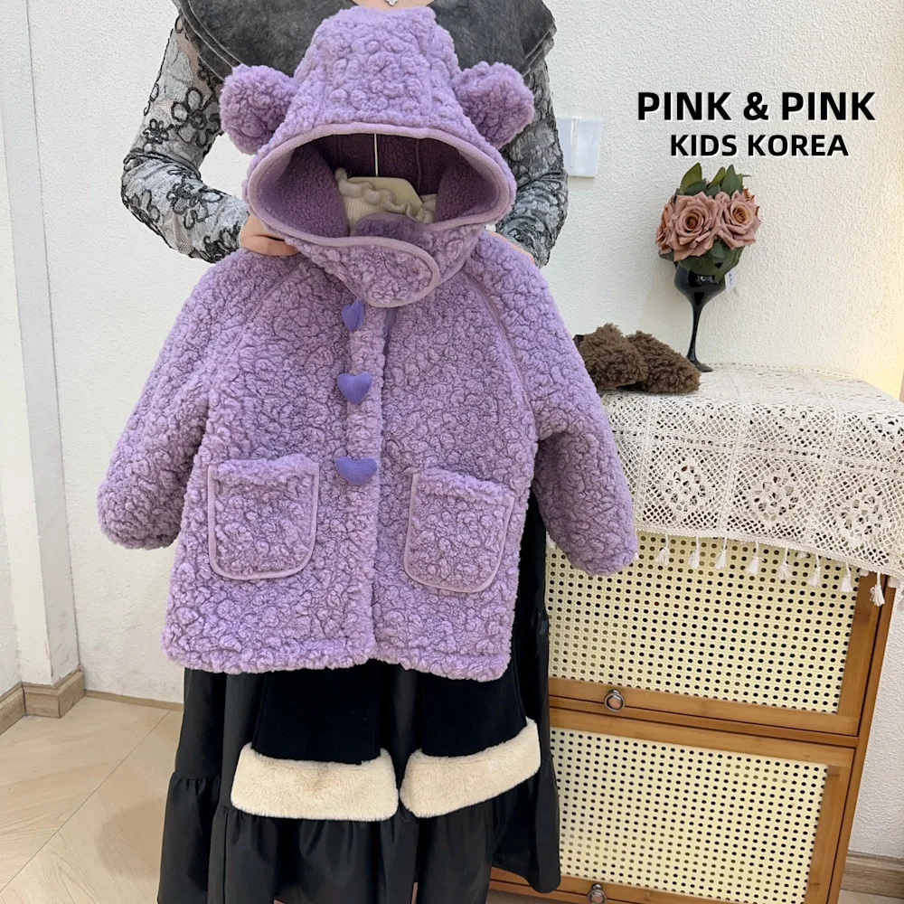 

Girls Coat Jacket Winter Cotton Windbreak 2023 Lovely Warm Plus Thicken Velvet Tracksuit Shool Children's Clothing