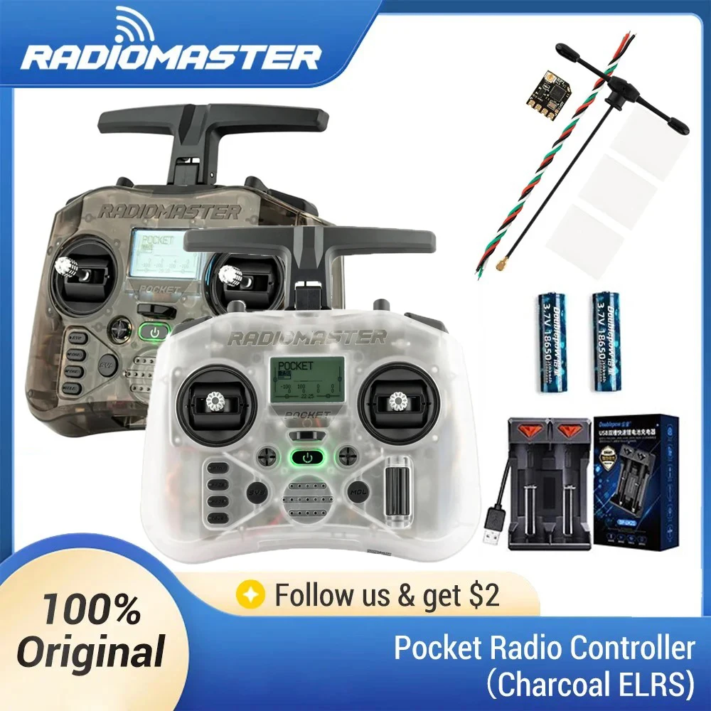 Radiomaster Pocket EdgeTX 2.4G Радиоконтроллер FCC LBT (левосторонний дроссель Mode2) CC2500 / ELRS Передатчик на подвесе Холла