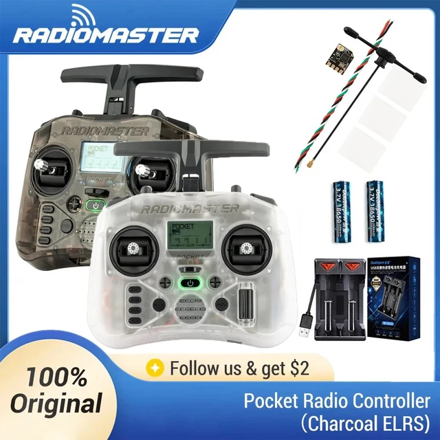 Radiomaster Pocket EdgeTX 2.4G Radio Controller FCC LBT (Mode2 Left-handed Throttle ) CC2500 / ELRS Hall Gimbal Transmitter