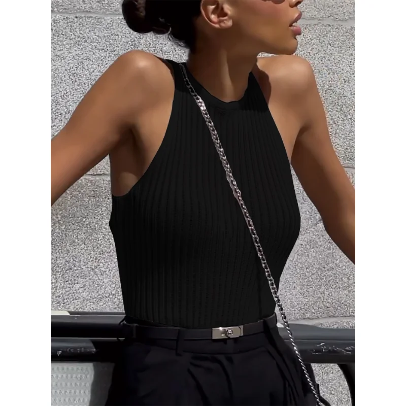 Summer Knit Hollow Out Tank Top Sleeveless For Women Slim Knitwear Pullover Women's Y2k Top Vest Slim Sexy Female Tank Top