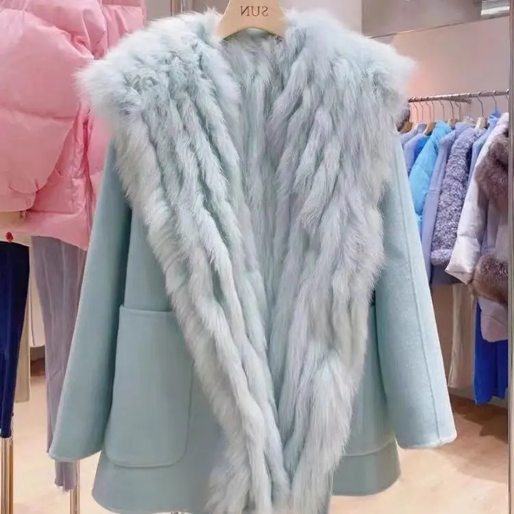 LVLVUU معطف صوف نسائي حزام خريفي