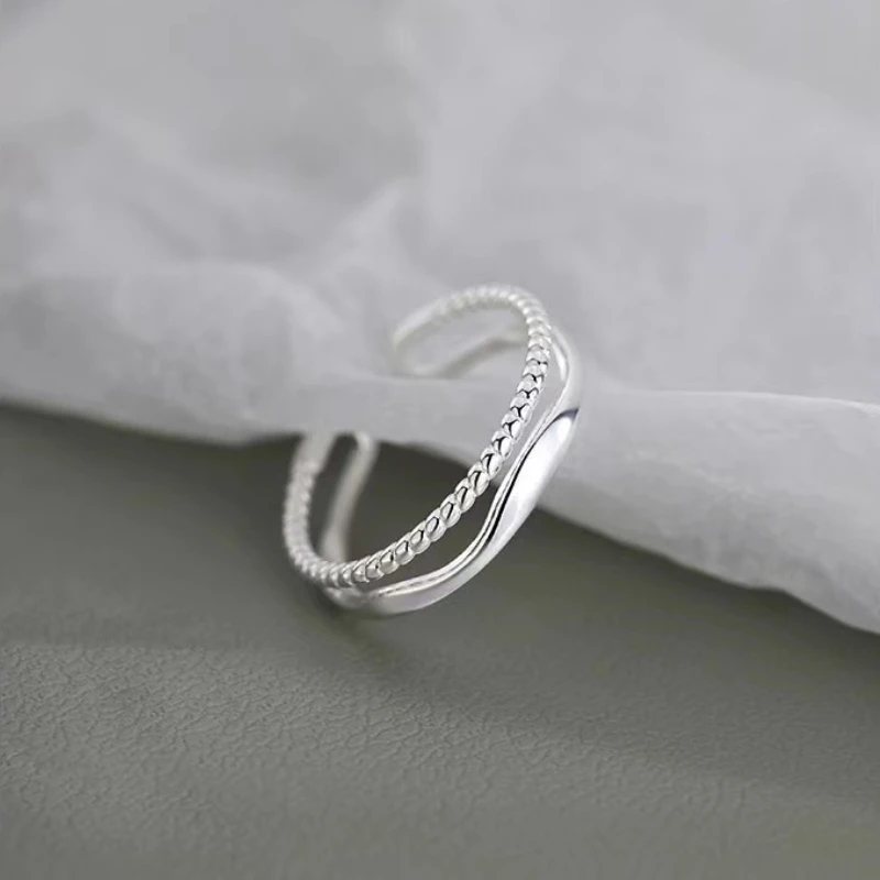 Wedding Rings Finger Rings Fashion Rings Engagement Rings Fashion Ring Original 925 Sterling Silver Double LInes Rings For Women Wedding Engagement Silver Women's Vintage Ring Fine Jewelry