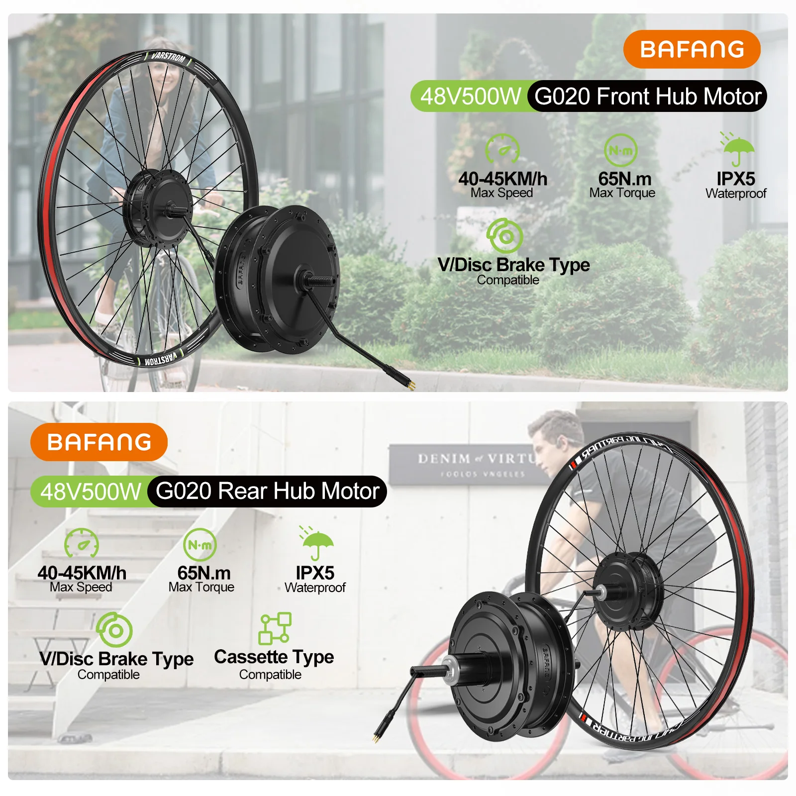 Bafang 48V 500W Front Rear Hub Motor Brushless Gear Bicycle