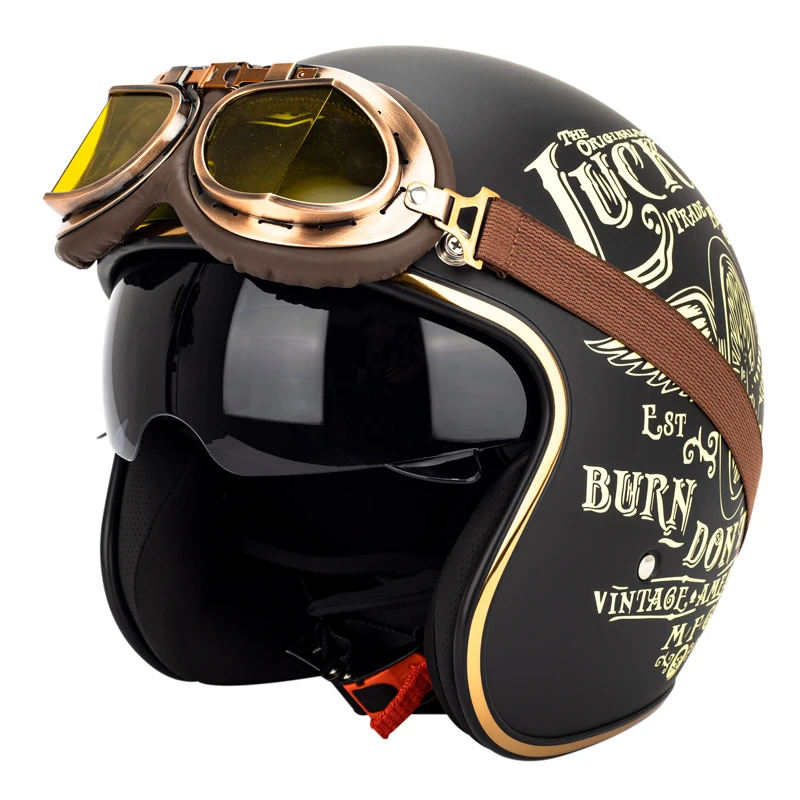 NEW Retro Helmet Motorcycle Open Face 