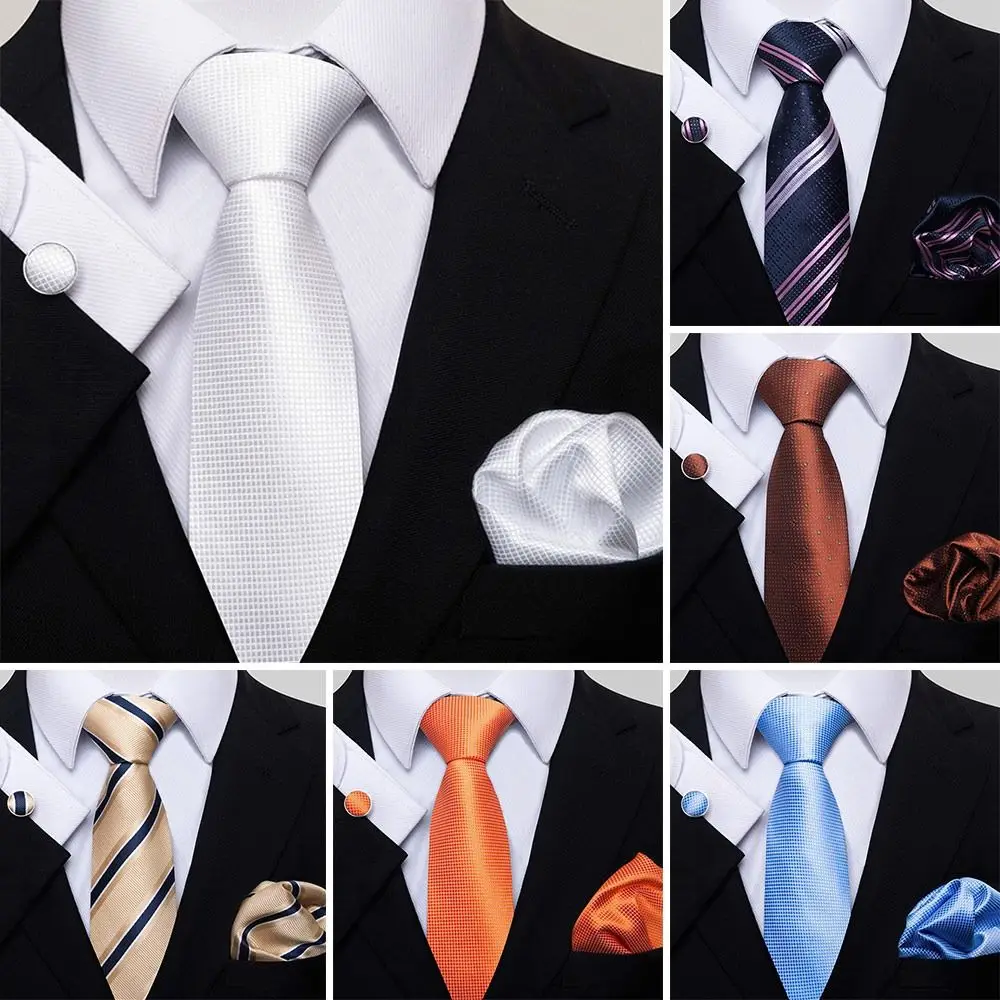 

Newest Design Cravat Shirt Accessories Business Polyester Silk Handkerchief Classic Tie Clip Men