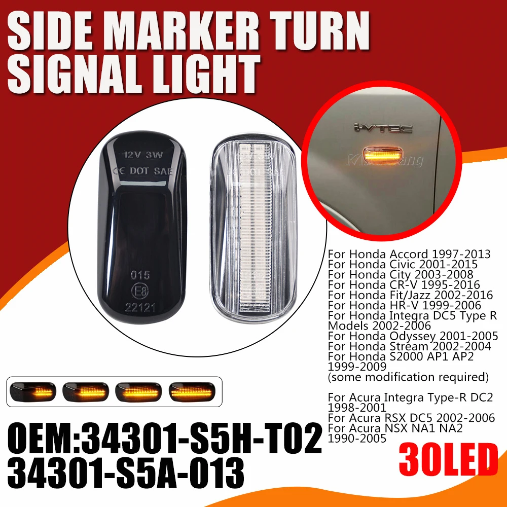 94-97 ACURA INTEGRA FRONT BUMPER SIGNAL PARKING LIGHT LAMP JDM BLACK 95 96 Gs Ls