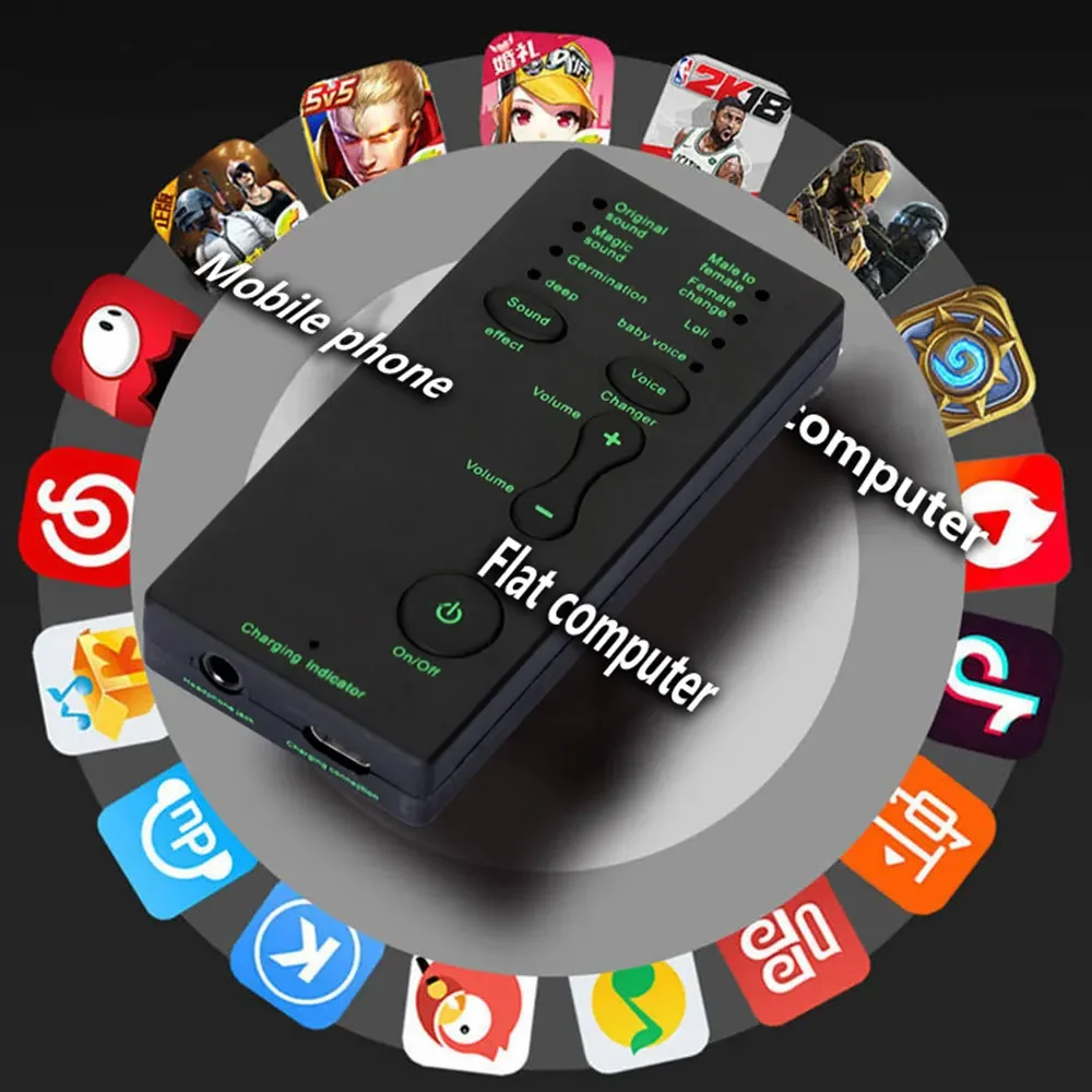 Microphone Voice Changer 7 Different Sound Changes Mobile Phone Computer Tablet IPad Game Machine for PS4 Xbox PC Phone Tablet