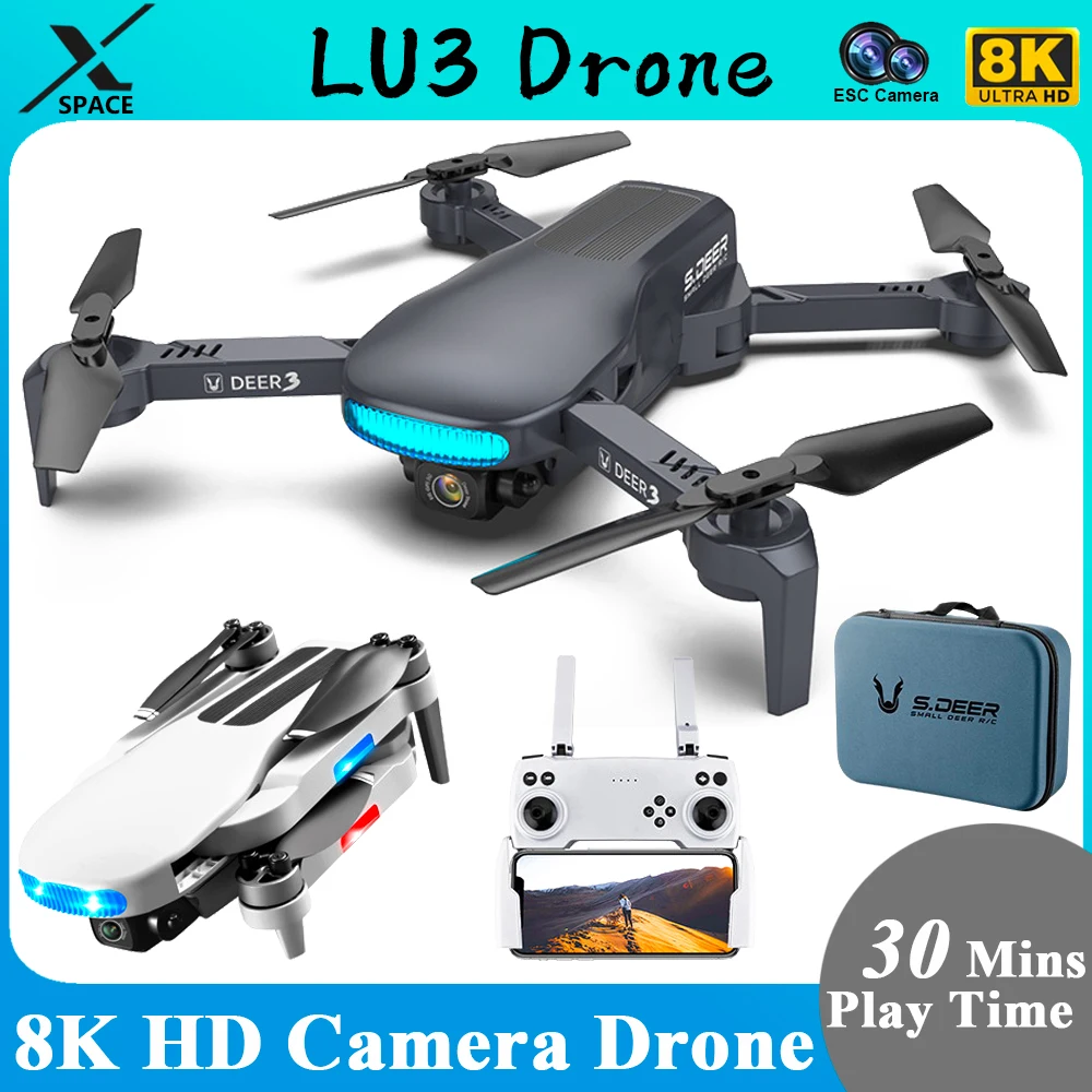 

2023 LU3 Drone 8K Professional GPS HD Dual Camera Quadcopter 5G Wifi FPV Optical Flow Foldable RC Dron Obstacle Avoidance