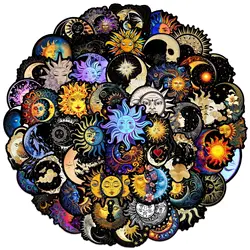 50pcs Whimsical Sun and Moon Waterproof Graffiti Stickers (50pcs)
