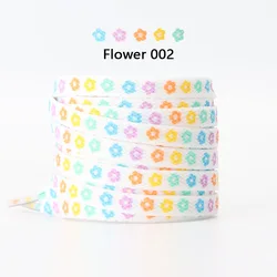 Heart Love Flat Shoelaces with Daisies and Sakura Design - 160cm (Flower 002)