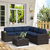 6-Piece Outdoor Patio Sectional Sofa Set with Waterproof Wicker and Thick Cushions
