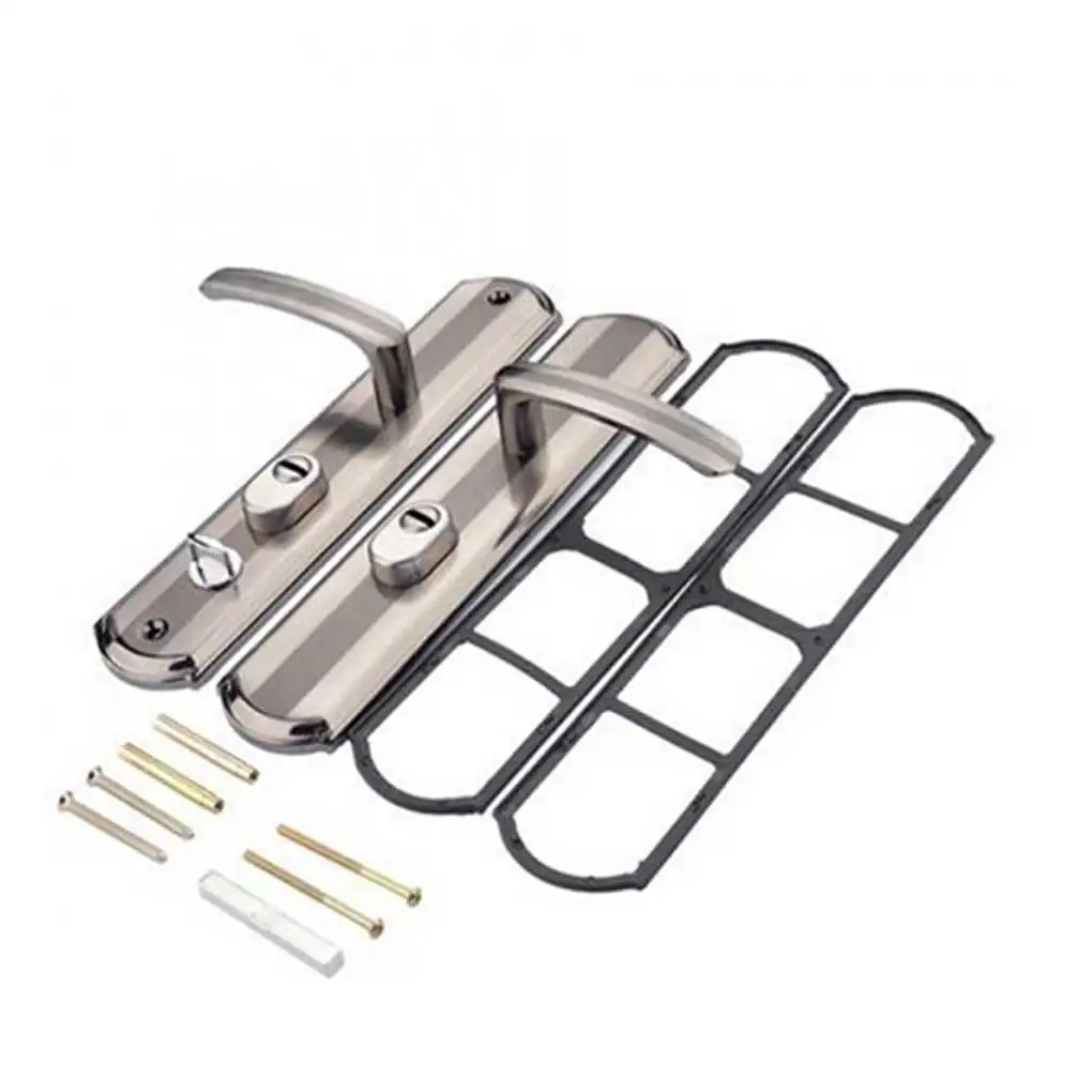 Door Handles 1 Pair Security Entry Lever Stainless Steel Lock Panel