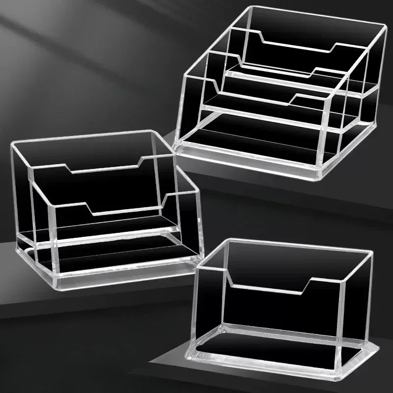 1pcs Clear Desk Shelf Box Storage Display Stand Acrylic Plastic Transparent Desktop Bussiness Card Holder Place Card Holder card holder plastic storage box desk organizer desk card holder card display stand acrylic sign holder
