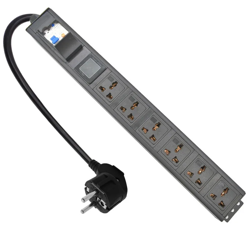 

PDU power strip network cabinet rack 10A universal socket short circuit switch 6AC socket 2-meter extension cable with ammeter