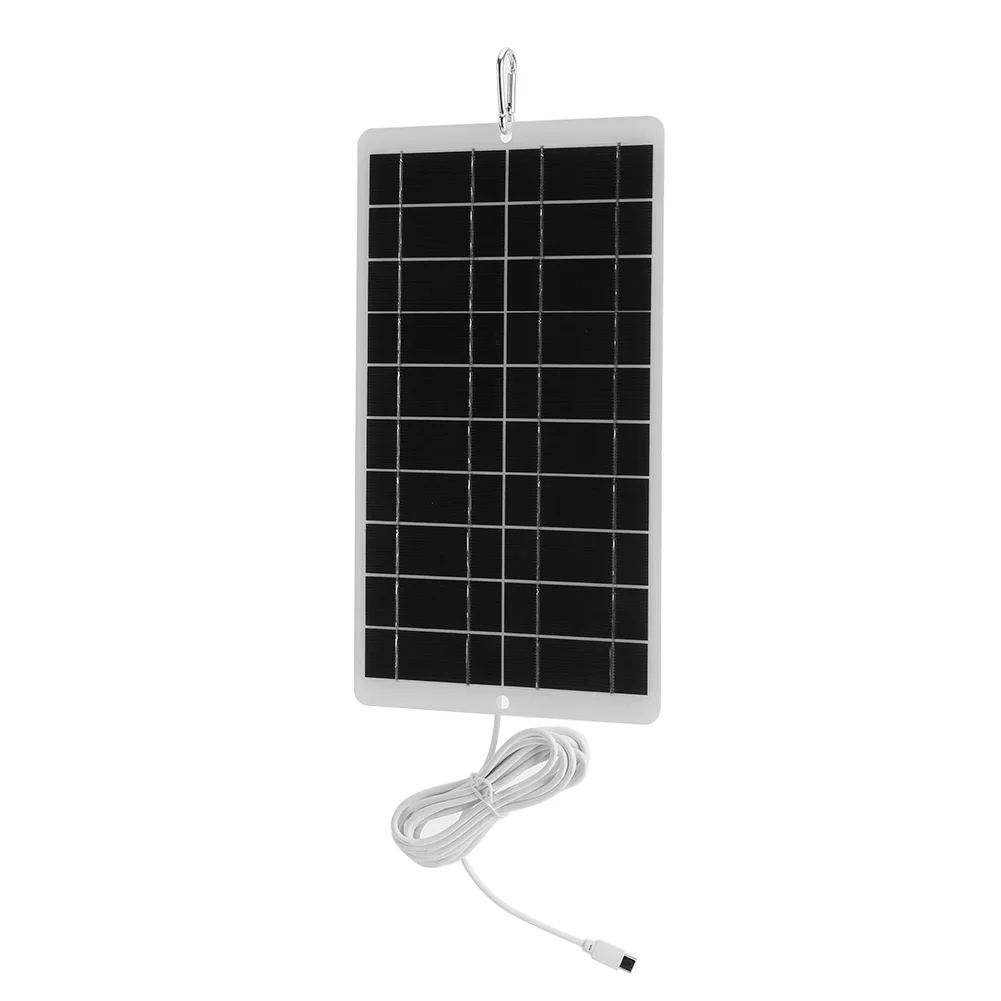 20W 5V Solar Panel Charger Type-C Output 1600MA Monolithic Silicon Lightweight Scratchproof for Wireless Outdoor Security Camera