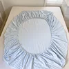 100% Cotton Single Product Bed Hat Yarn-dyed Washed The Fitted Series Striped 360 with Elastic Mattress Cover 200x220  Bedding 3