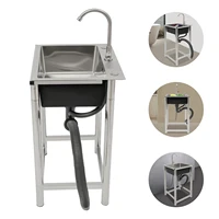 Single Bowl Commercial Sink,Free Standing Sink, Stainless Steel Restaurant Kitchen Cleaning Sink with 360° Rotatable Faucet 1