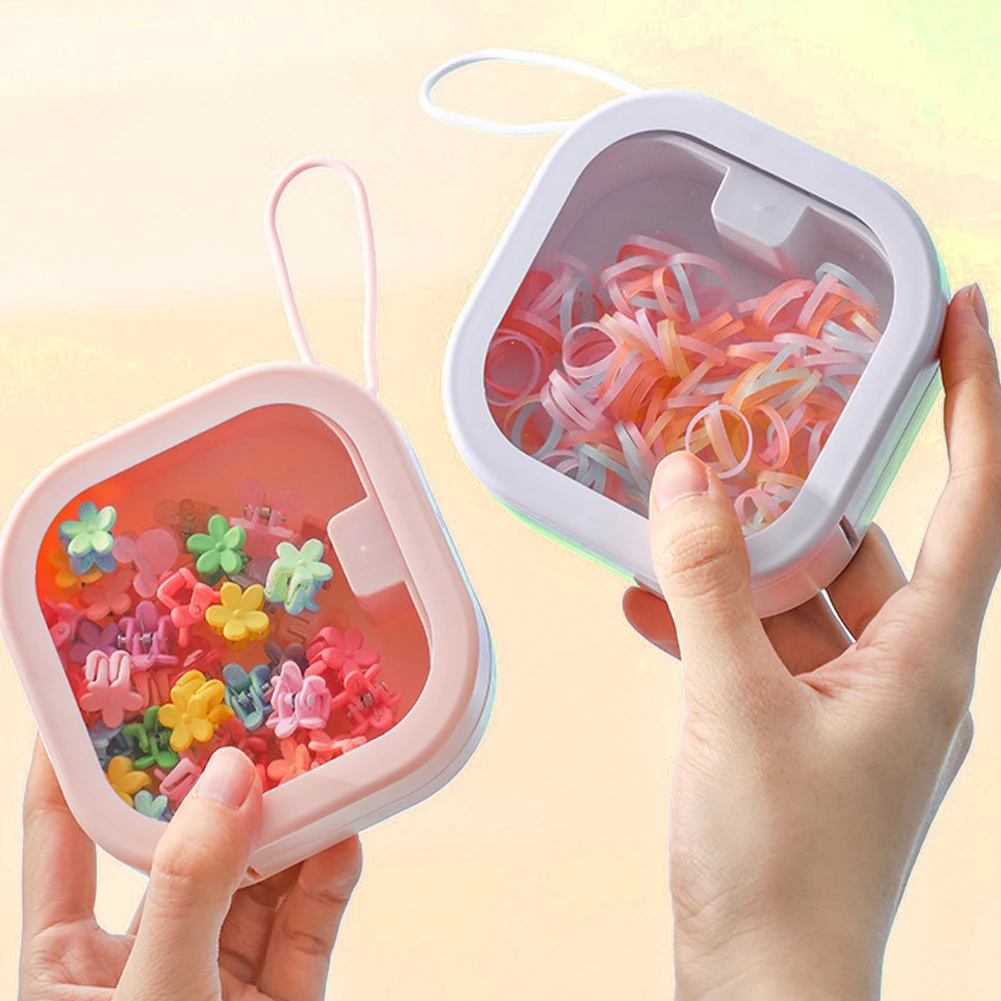 

Hair Tie Organizer Box Portable Hair Clip Holder Travel Jewelry Organizer Box for Girl Women for Hair Tie Headphone Cotton Swab
