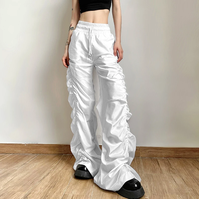 

Fashion Baggy Pants Woman Wide Leg Cargo Pants Loose Modern Woman Pants White High Waist Trousers Hip-hop Style Pants 2024 New