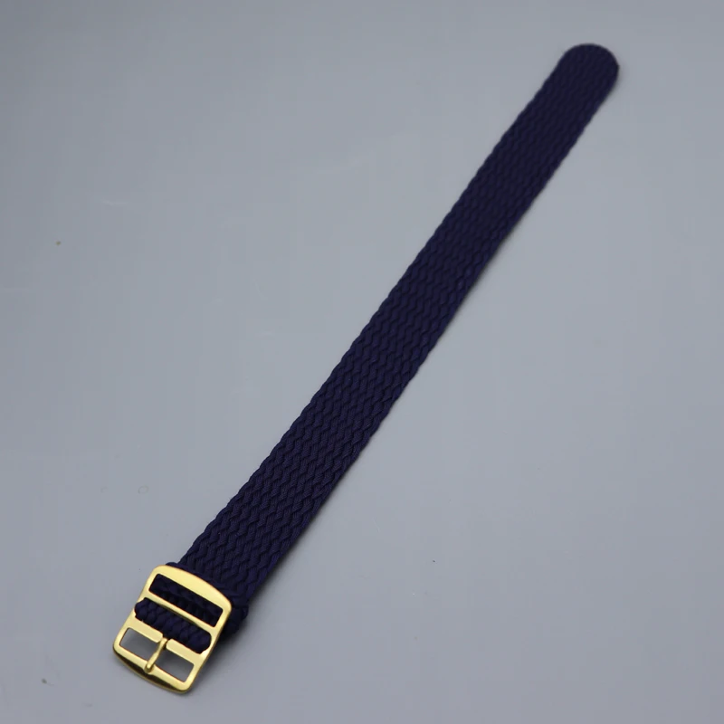 Gold Buckle Braided Nylon Perlon Watch Strap – Elastic Woven Band