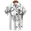 New Men's Shirt 2023 Summer Fashion Hawaiian Shirt Short Sleeve Lapel Top Music Symbol Pattern Print Shirt Oversized Man Clothes 1