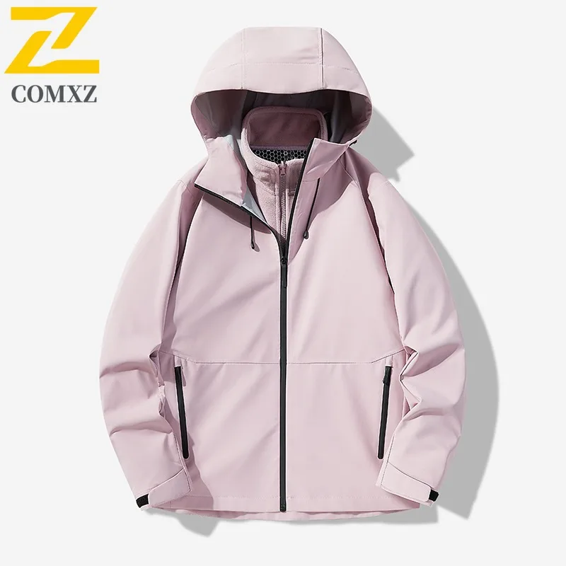 COMXZ Men's Trench Coat High Quality Warm Windproof Outdoor Gym Running Chaqueta Travel Removable Hood Comfortable Outerwear