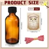 Amber Glass Bottle 2oz Boston Round Bottles with Caps for Vanilla Extract for Homemade Syrup Gift Food Storage Set 2