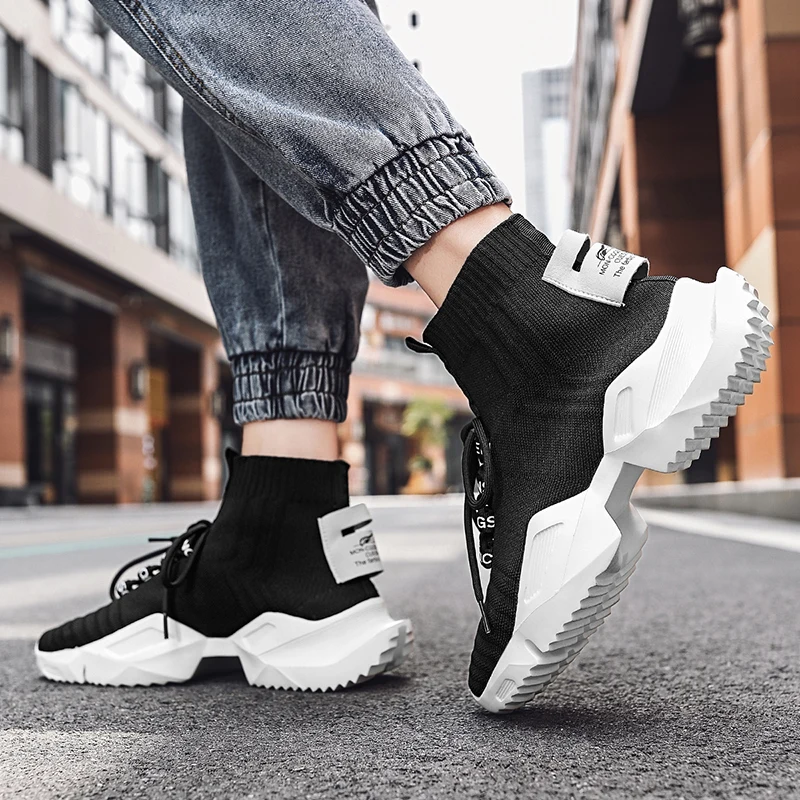 Socks Sneakers Men Knit Upper Breathable Sport Shoes Sock Boots