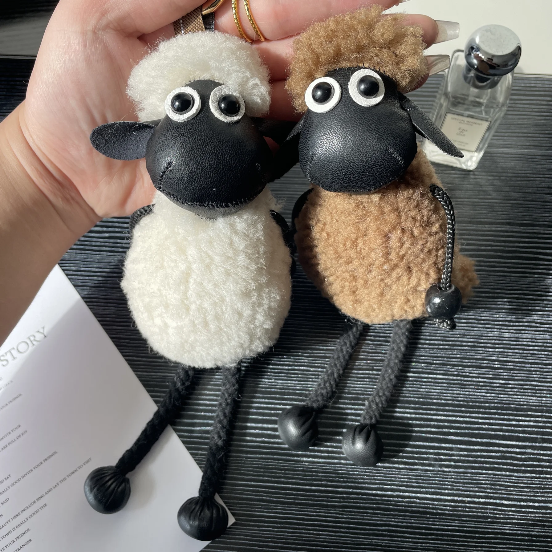 Cute Little Lamb Gift Lamb Fur Real Wool Bag Charm Couple Keychain