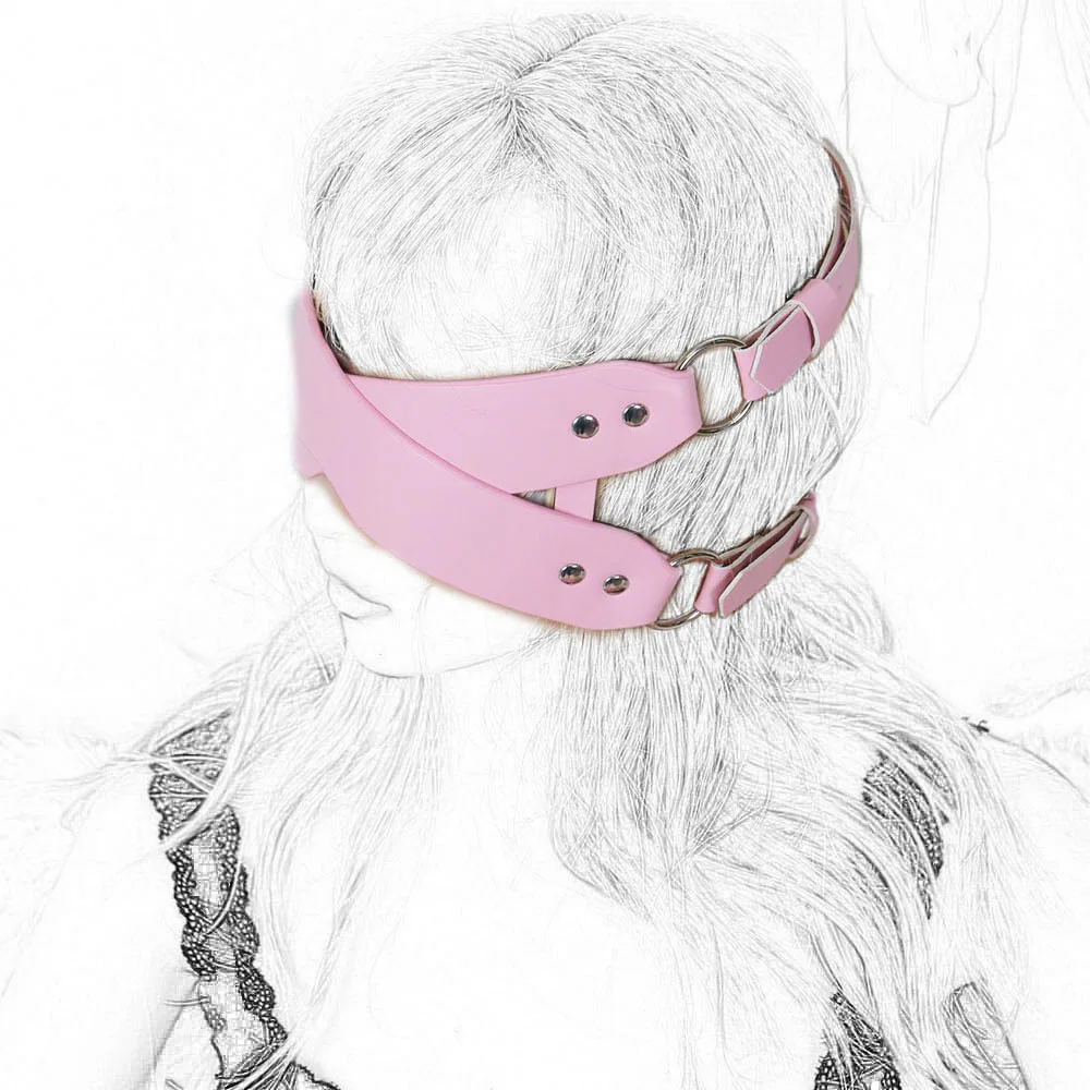 Punk Cross Blindfolds Masks PU Leather Half Face Mask Cosplay Costume Accessory Women's Sexy Masquerade Parties Clothing Bondage Gear SM Products_voghion.com