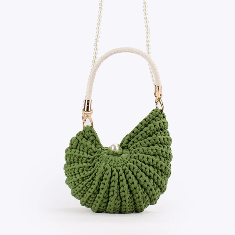 ตัวเลือกสินค้า Conch Shellถักโครเชต์Crossbodyไหล่กระเป๋า,Pearl Chain Handmadeทอกระเป๋าผู้หญิง,Elegantที่ละเอียดอ่อนน่ารักกระเป๋าขนาดกะทัดรัด