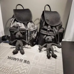 Disney Mickey Mouse Women Backpack Washed Leather Bagbag Women's Large Capacity Bagbag College Style School Bag