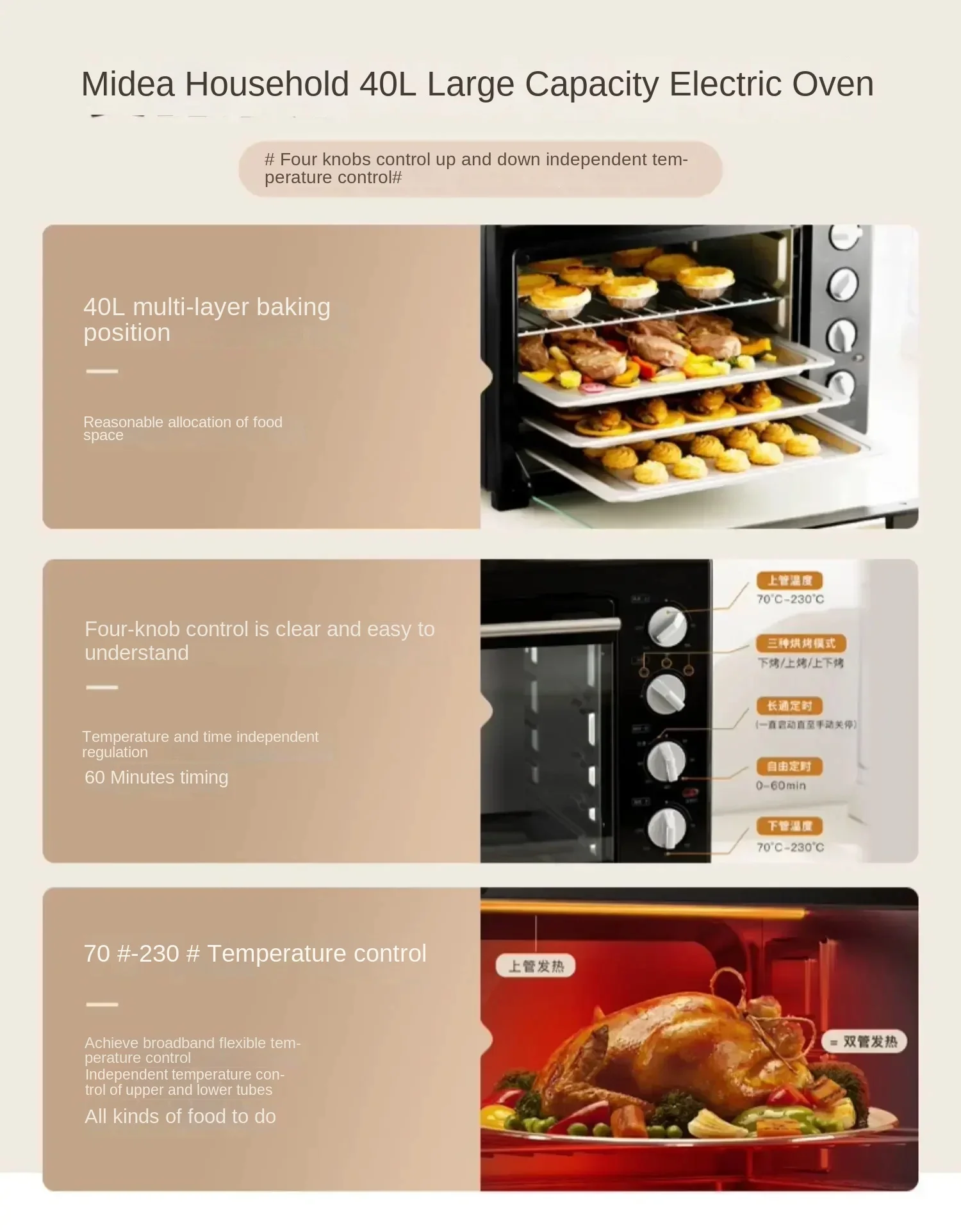 Midea Oven Home Small 2023 New Large Capacity Multi functional Electric oven electric mini oven baking 6