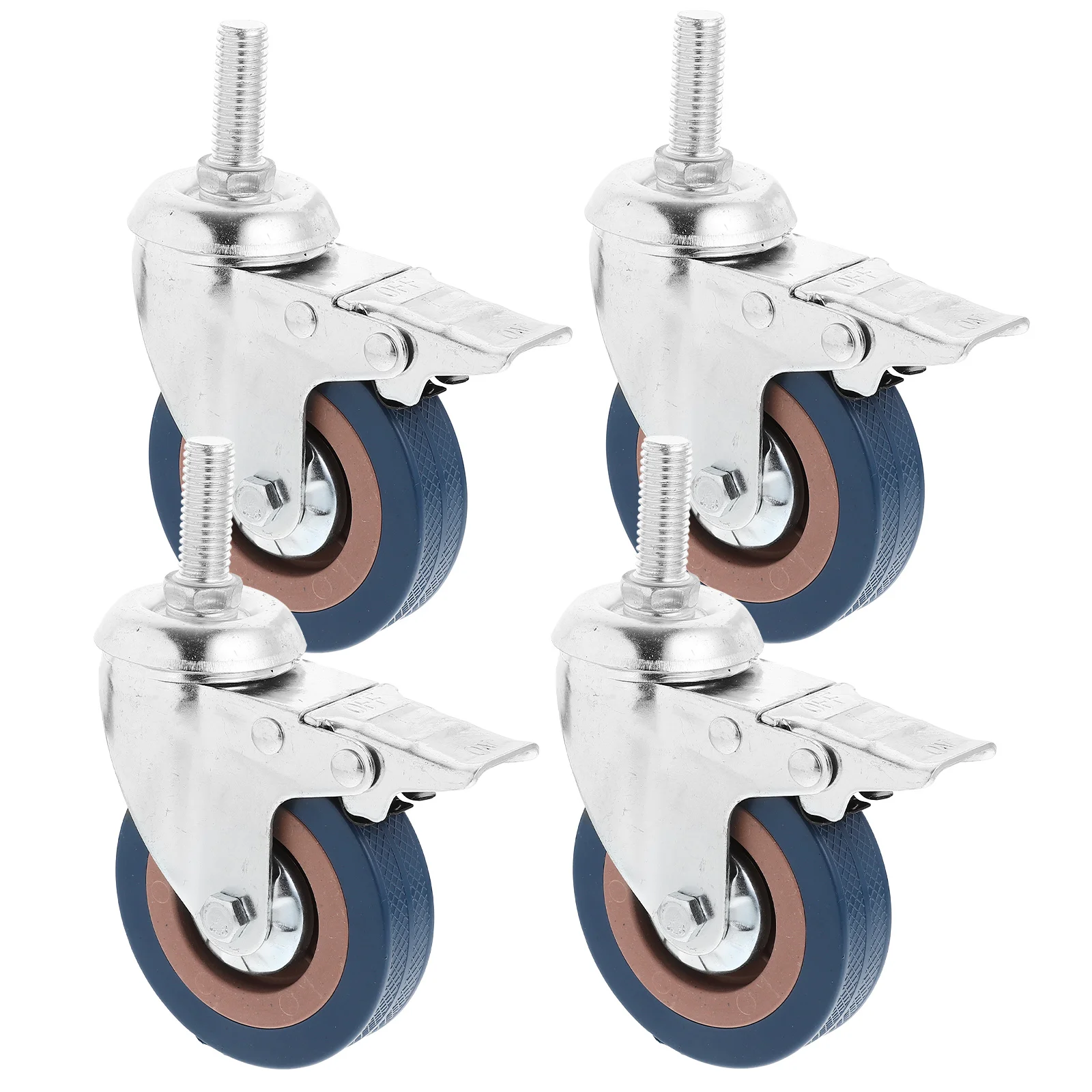 

4pcs 3 Inch Industrial Caster PVC Rolling Wheels Swivel Castor with Brake for Truck Trolley Chair (M12x30)