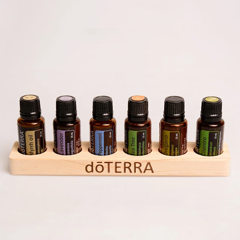 1Pc Espositore In Legno Per Olio Essenziale Espositore Per Olio Essenziale A 6 Fori Liscio Per Portabottiglie Di Profumo Di Oli Essenziali Doterra