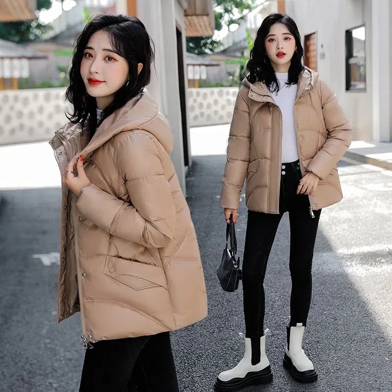

Down Cotton Jacket Women 2022 Winter New Fashion Korean Versatile Padded Coat Fmela Casual Short Hooded Parkas Sense Design Oute